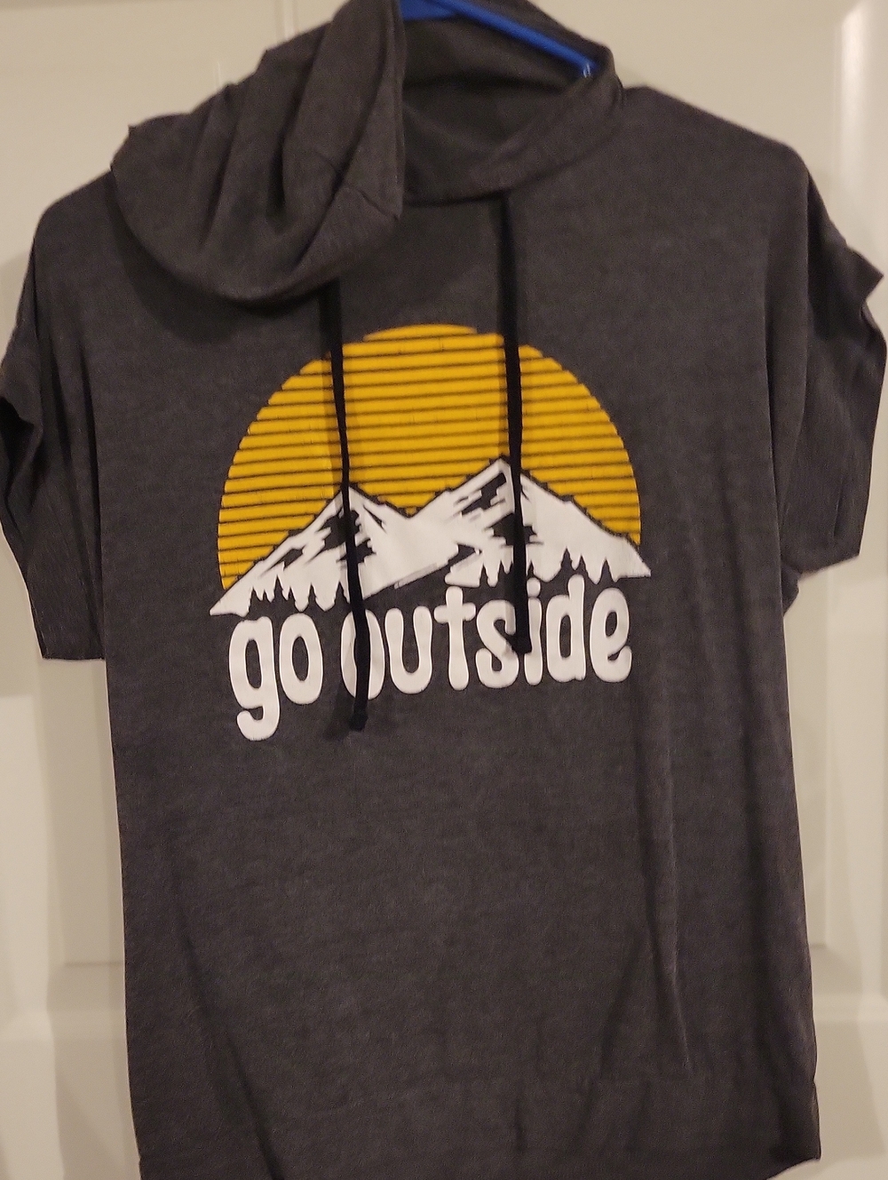 Kids Charcoal 'Go Outside' Graphic Hoodie Tee - Yellow & White
